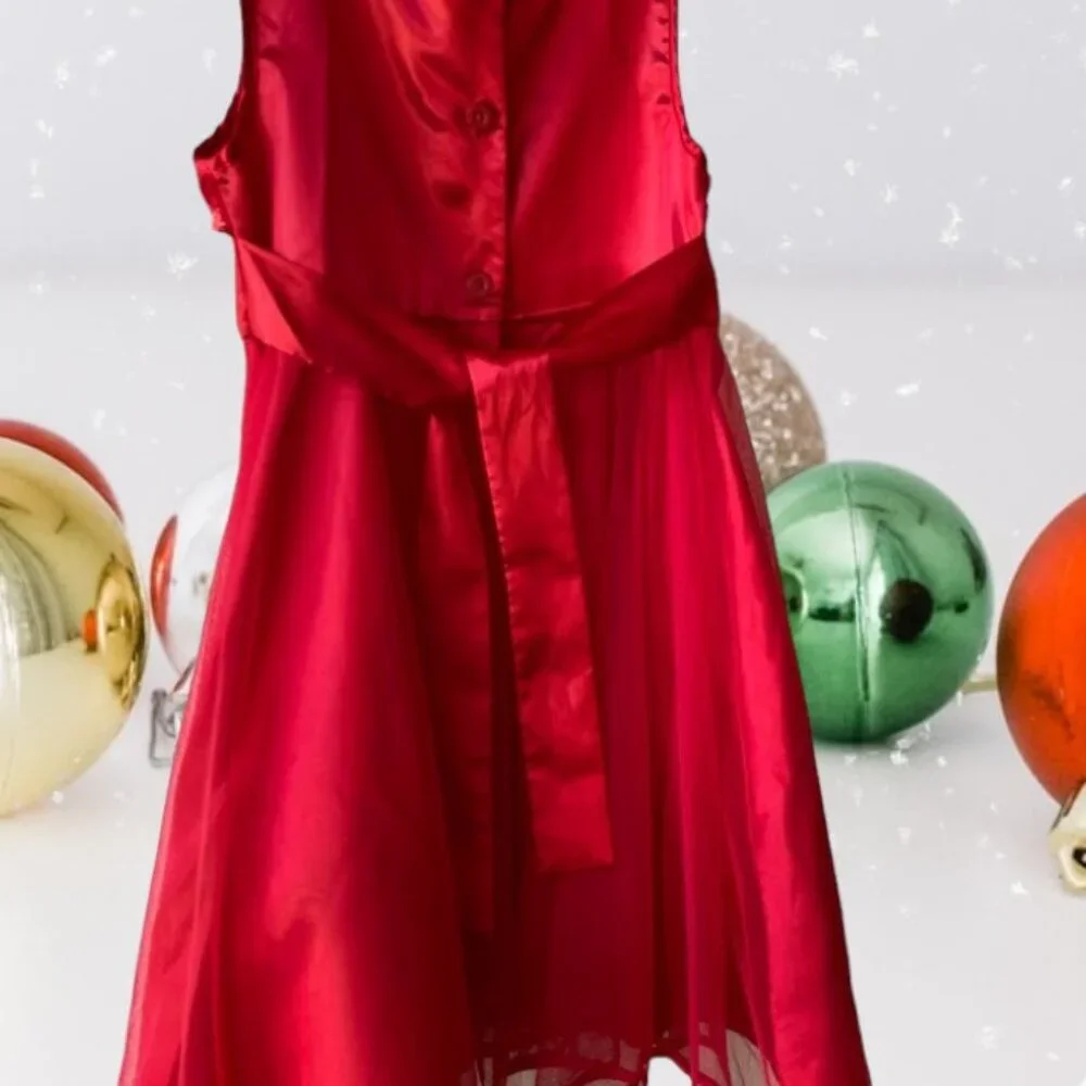 Holiday Editions Girl's Sleeveless Red Floral Dress - Picture 6 of 10